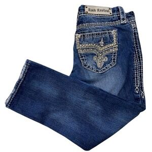 Rock Revival Women's Size 28 Easy Crop Embellished Pocket Jeans